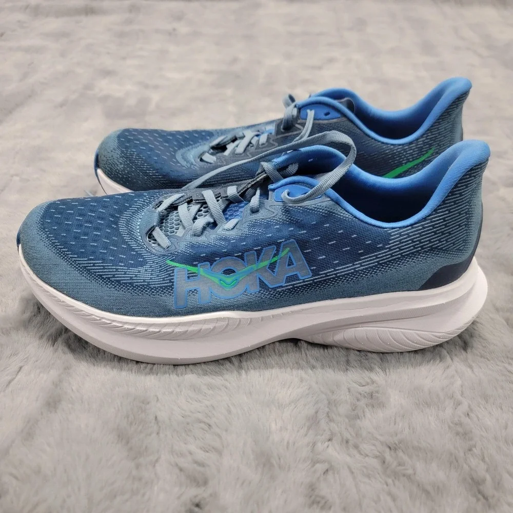Hoka One One Mach 6 Shoes Mens 11.5 Blue Low Top Road Running Cushioned Sneakers